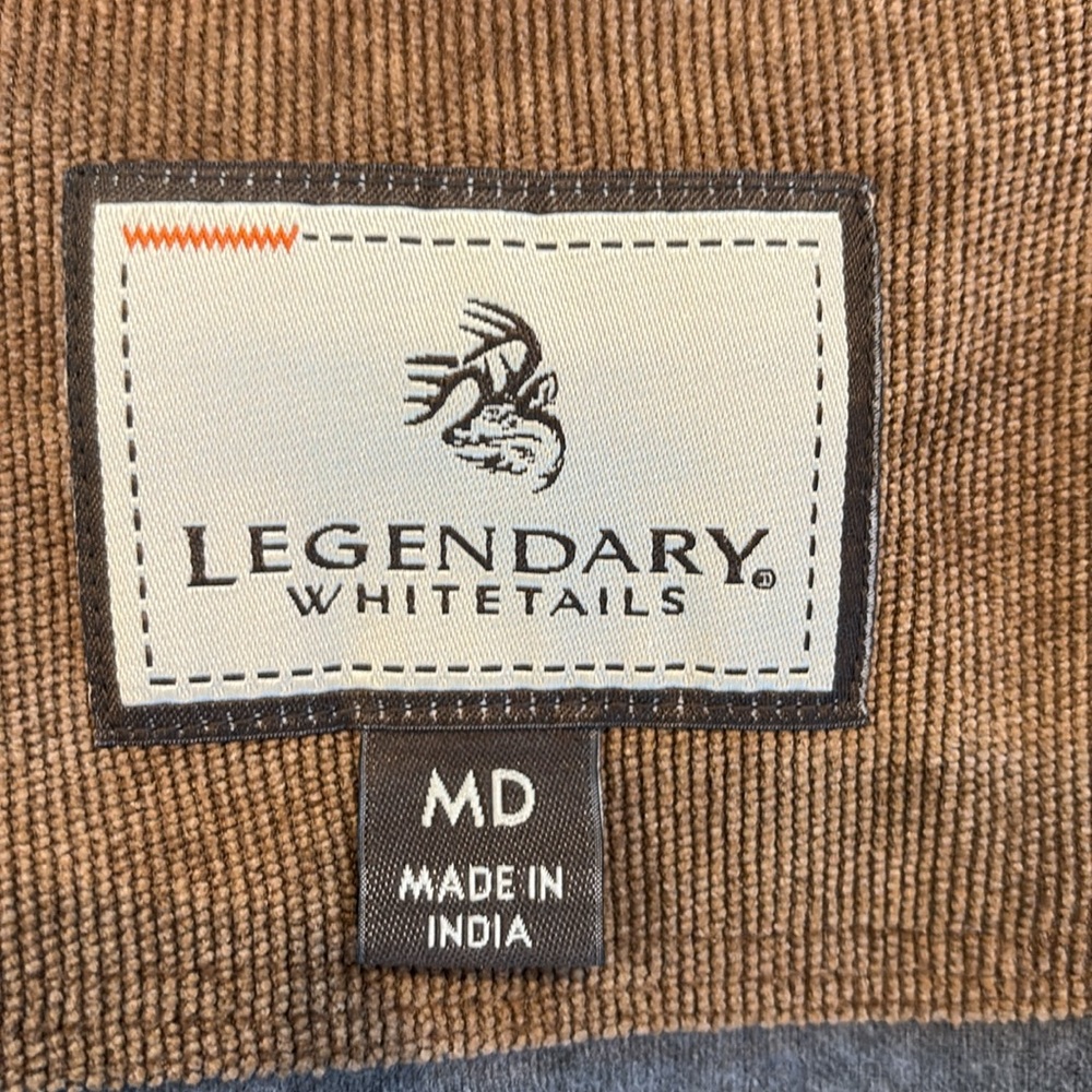 Legendary Whitetails Shirt Men's Medium Flannel Chamois Button Up Gray Corduroy - Picture 7 of 7
